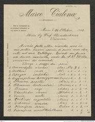 Nachlass Franz Steindachner, Brief von Marco Cialona an Franz Steindachner (30.10.1902), Inv.Nr. 82.02, Seite 1